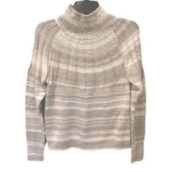 Knox Rose Sweater Size S Oatmeal Striped Mock Neck Pullover NWT Soft - Picture 6 of 8